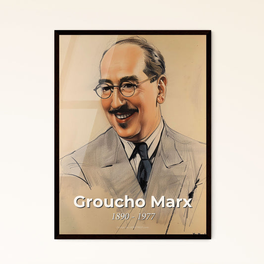 Whimsical Portrait of Groucho Marx: A Contemporary Tribute to the Iconic Comedian – Perfect for Home Décor & Gifts