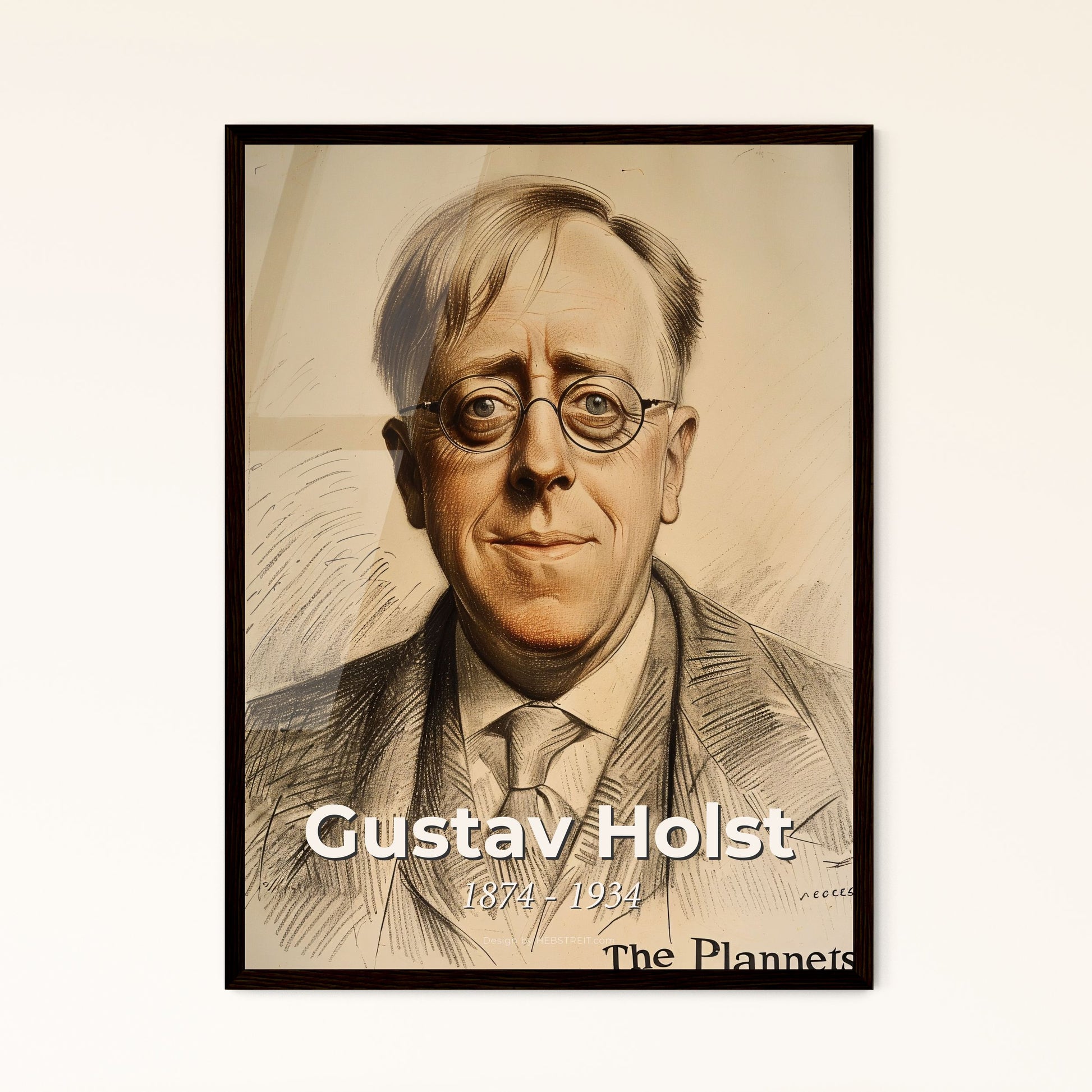 Captivating Portrait of Gustav Holst: A Contemporary Tribute to the Iconic Composer, Perfect for Home Decor and Gift Giving