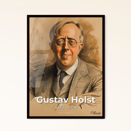 Elegant Portrait of Gustav Holst: Contemporary Art Print Inspired by The Planets – Ideal for Home Decor & Unique Gifts