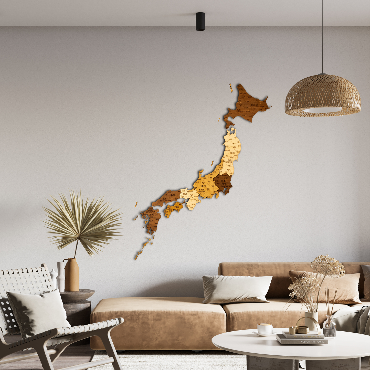 3D Japan Wooden Wall Map – Elegant Wall Art with City Names