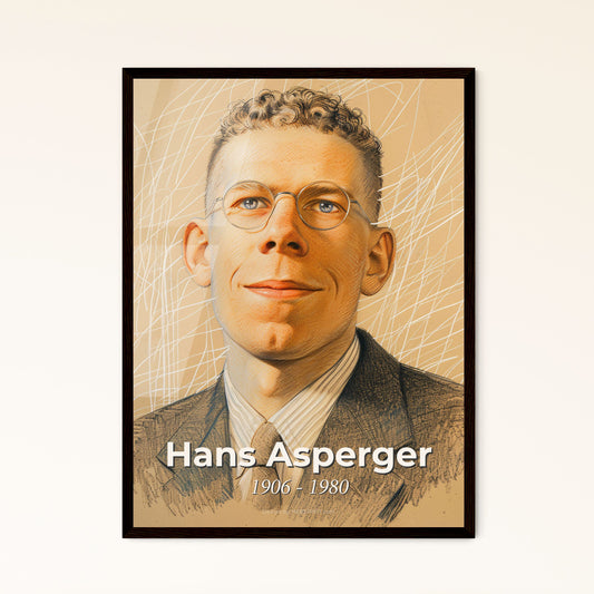 Emotive Portrait of Hans Asperger: A Captivating Contemporary Artwork Celebrating Autism Awareness in Elegant Hues