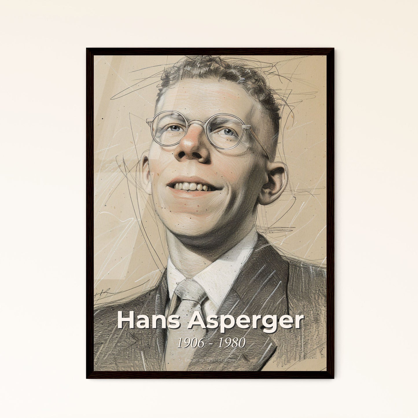 Captivating Portrait of Hans Asperger: Artistic Homage to Autism Research - Elegant Print for Contemporary Home Decor