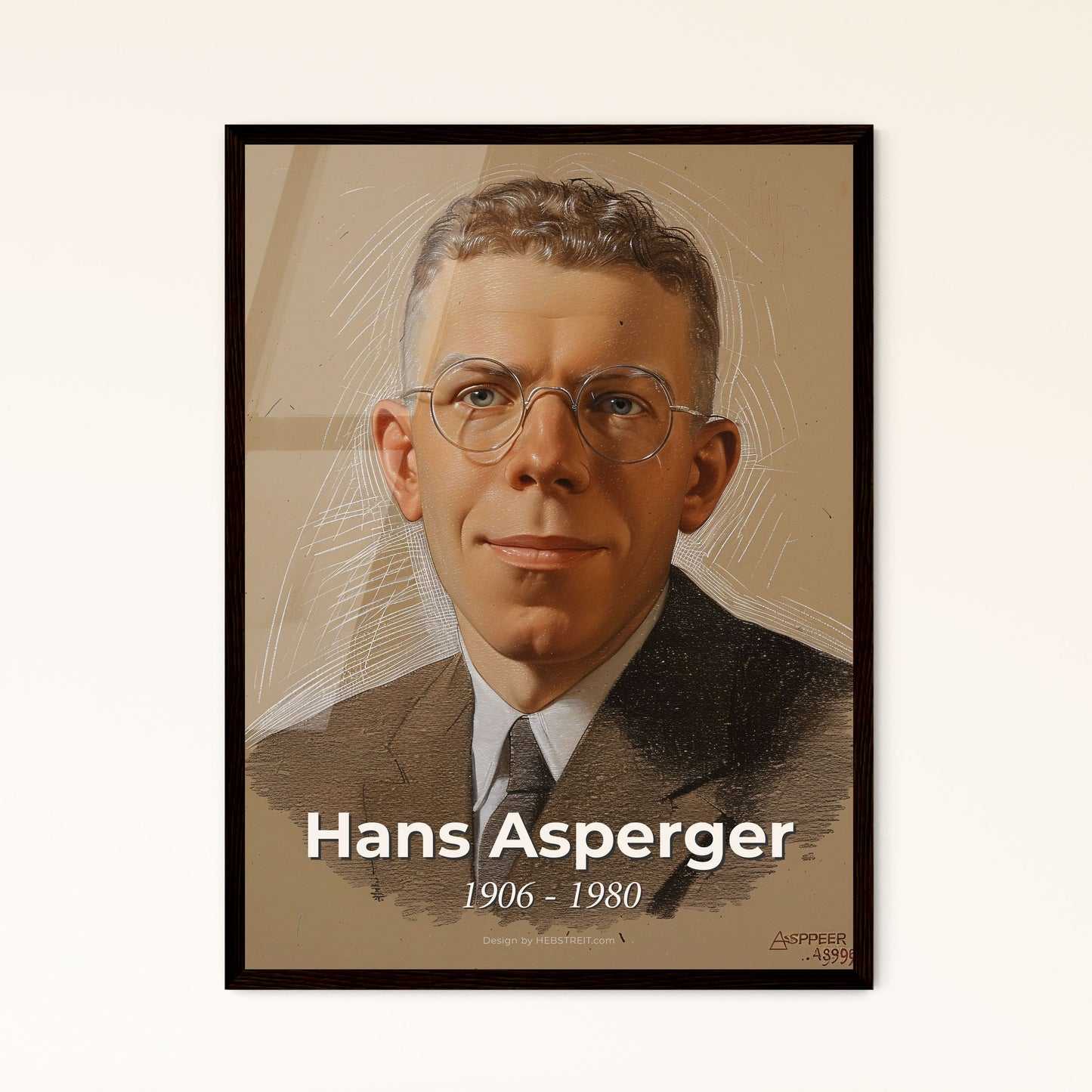 Captivating Portrait of Hans Asperger: A Stunning Contemporary Art Print Celebrating Autism Awareness in Elegant Design