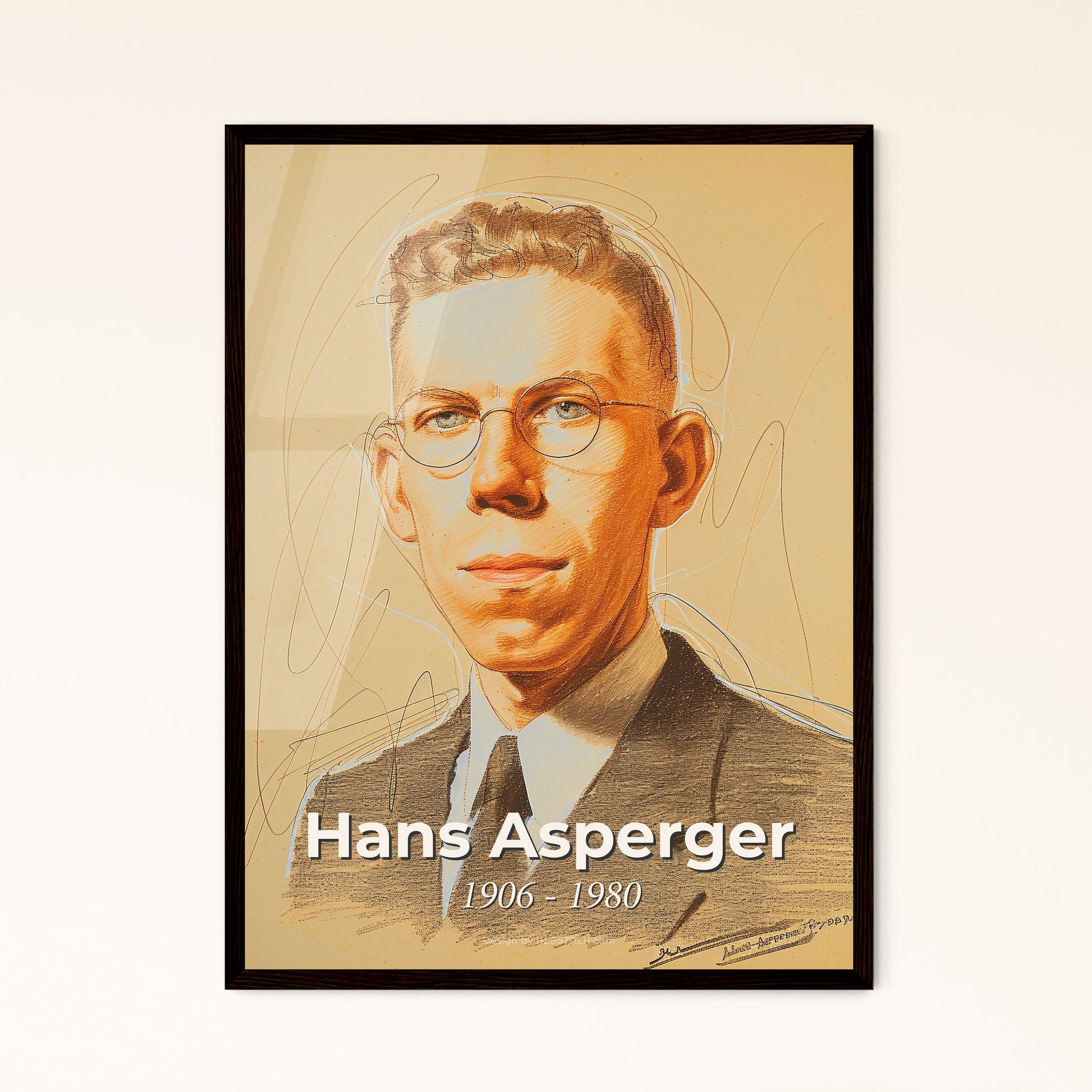 Embrace Uniqueness: Abstract Portrait of Hans Asperger - Celebrating Autism Awareness in Elegant Contemporary Art Print