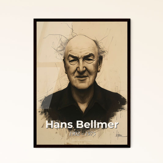 Captivating Surrealist Portrait: Hans Bellmer-Inspired Art - Sensual Lines & Dynamic Contrast on Beige - Perfect Gift or Home Decor