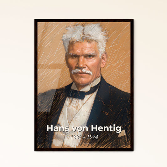 Elegant Contemporary Portrait of Hans von Hentig: A Unique Criminology Tribute in Subtle Hues & Dynamic Lines for Home Décor