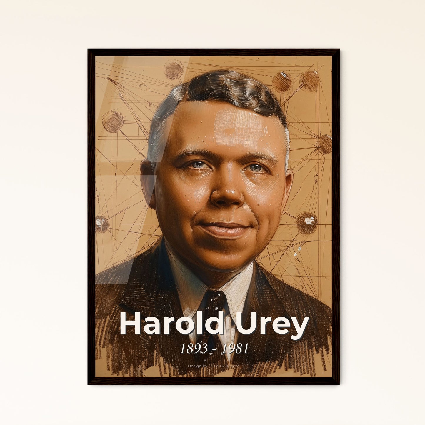 Elegant Portrait of Harold Urey: A Dynamic Tribute to the Nobel Chemist in Contemporary Art - Perfect for Home Decor or Gifts!