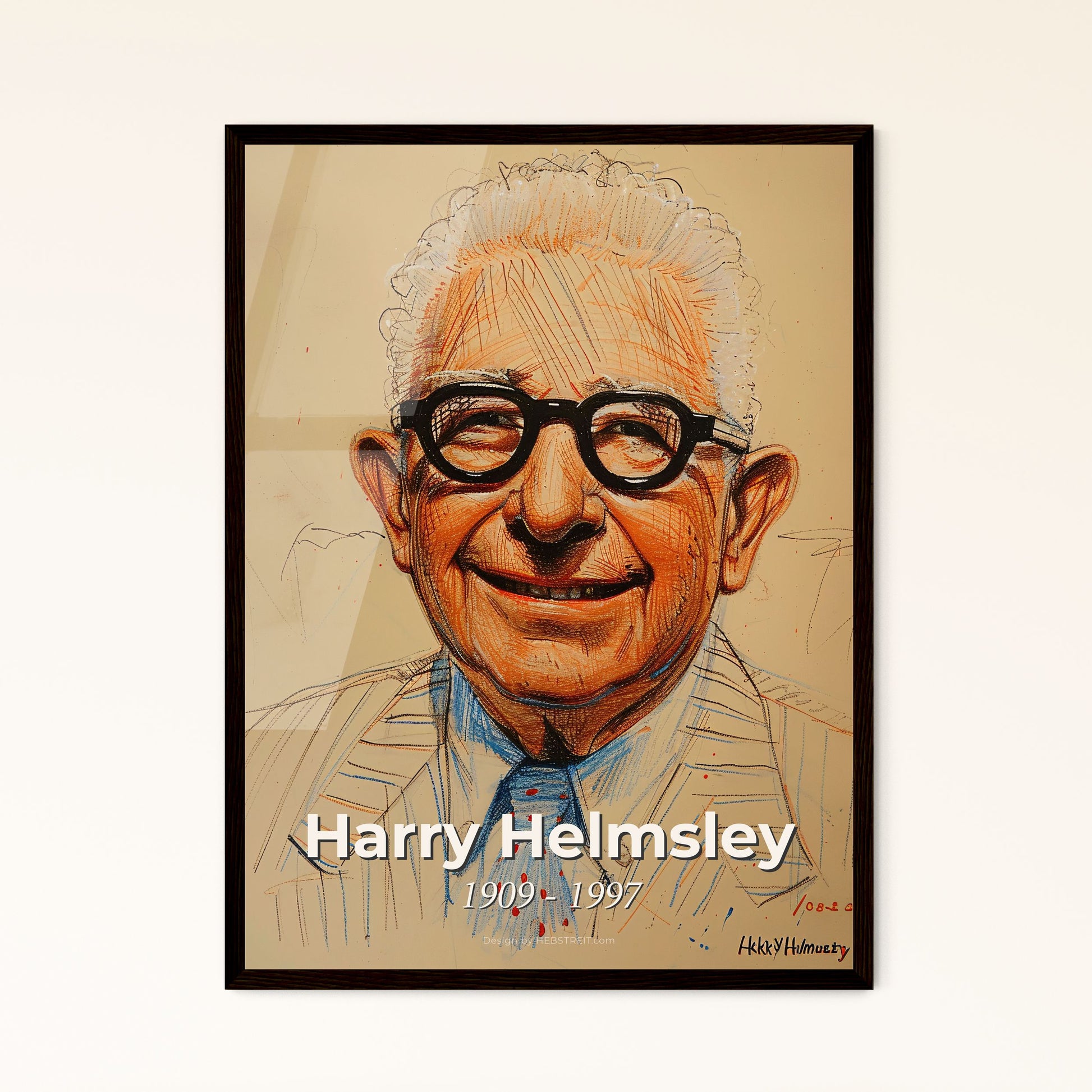 Elegant Portrait of Harry Helmsley: Captivating Contemporary Art Print for Luxe Home Decor in Framed or Aluminum Options