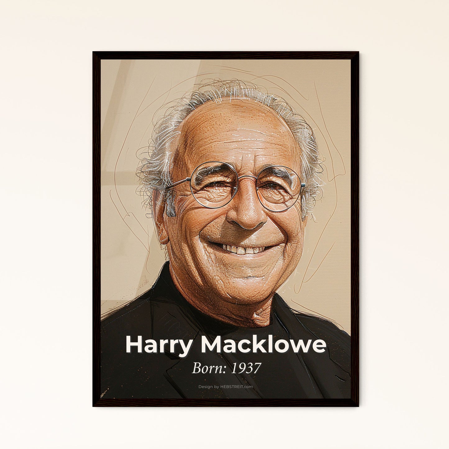 Captivating Portrait of Harry Macklowe: A Stunning Contemporary Art Print on Beige, Perfect for Home Decor and Gifting