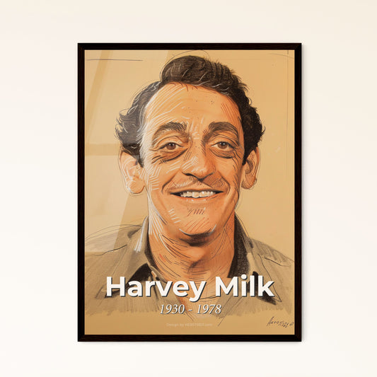 Radiant Tribute: Harvey Milk, Pioneering Gay Rights Icon – Captivating Contemporary Portrait in Vibrant Hues & Dynamic Lines