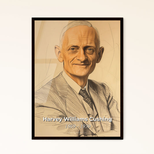 Elegant Contemporary Portrait of Harvey Williams Cushing Framed Print
