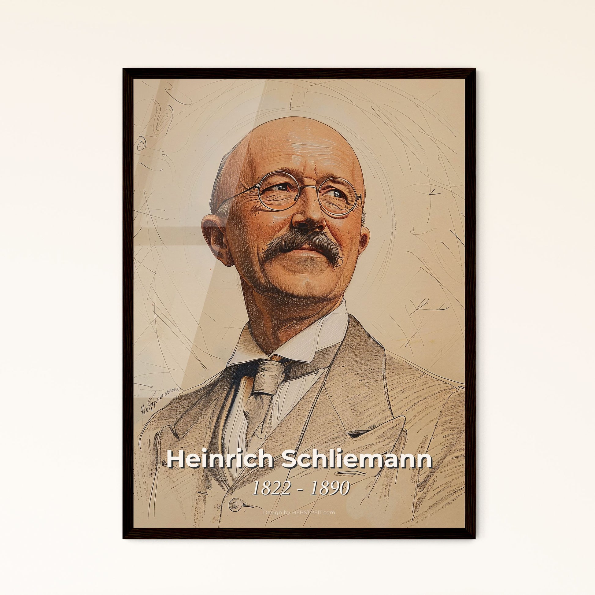 Exquisite Portrait of Heinrich Schliemann Framed Print