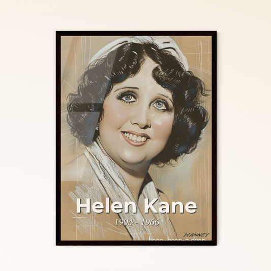 Enchanting Helen Kane: A Vibrant Tribute to the Iconic Boop Queen – Contemporary Portrait on Beige, Framed or Metal Print Options!