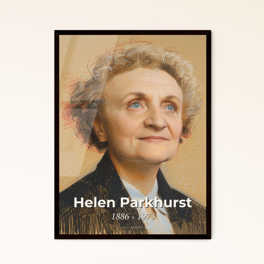 Elegant Portrait of Helen Parkhurst: Celebrating Individualized Learning in Contemporary Art - Stunning Gift for Home Decor