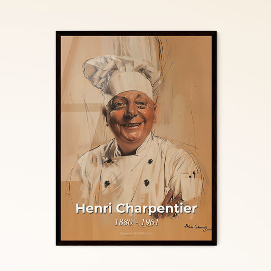 Henri Charpentier: Captivating Portrait of the Celebrated French Chef & Crêpes Suzette Creator - Contemporary Art on Beige