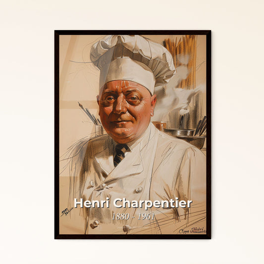 Elegant Portrait of Henri Charpentier: Celebrated French Chef & Creator of Crêpes Suzette - Contemporary Art Print