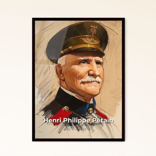 Dynamic Portrait of Henri Pétain: A Striking Contemporary Print in Soft Hues - Perfect for Home Décor or as a Thoughtful Gift