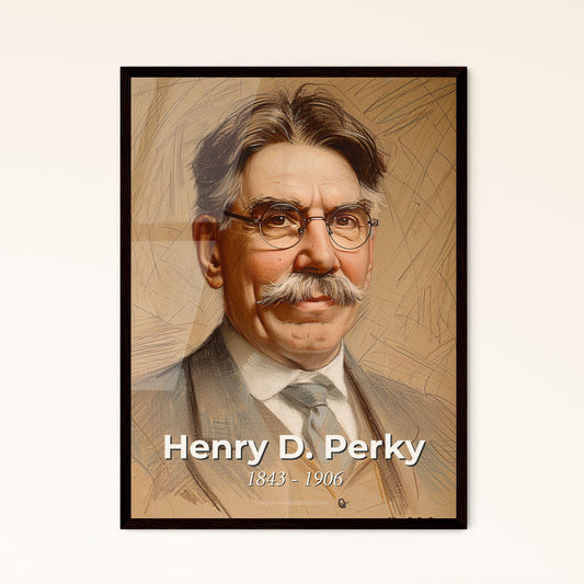 Elegant Portrait of Henry D. Perky: American Innovator in Railway Design – Contemporary Art Print for Home Decor & Gifts