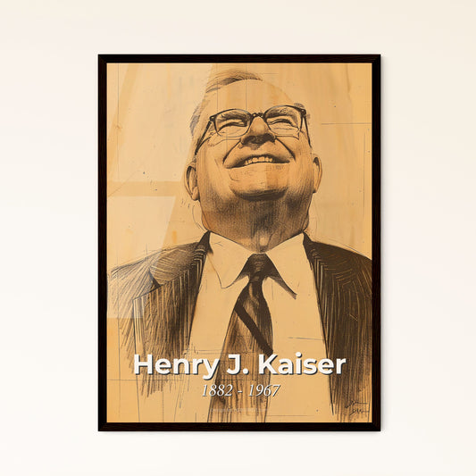 Captivating Contemporary Portrait of Henry J. Kaiser: A Dynamic Tribute to an American Industrial Icon, Perfect for Your Home Decor