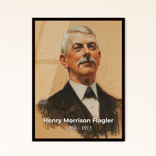 Elegant Portrait of Henry Morrison Flagler: Iconic American Industrialist in Contemporary Art – Perfect for Luxury Home Decor