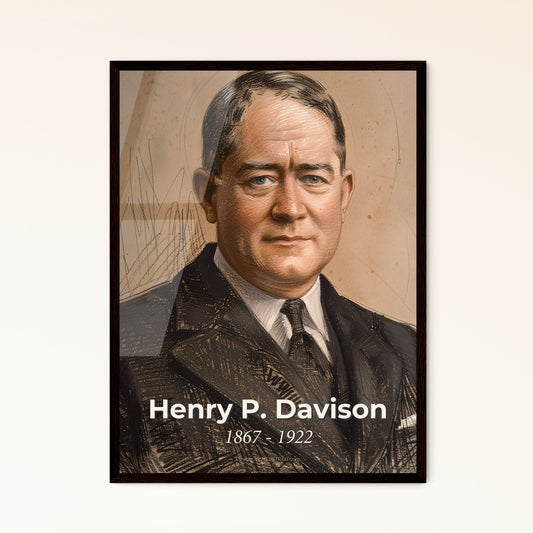 Elegant Portrait of Henry P. Davison: A Dynamic Tribute to the American Banker Behind WWI Financing – Art for Home Decor.