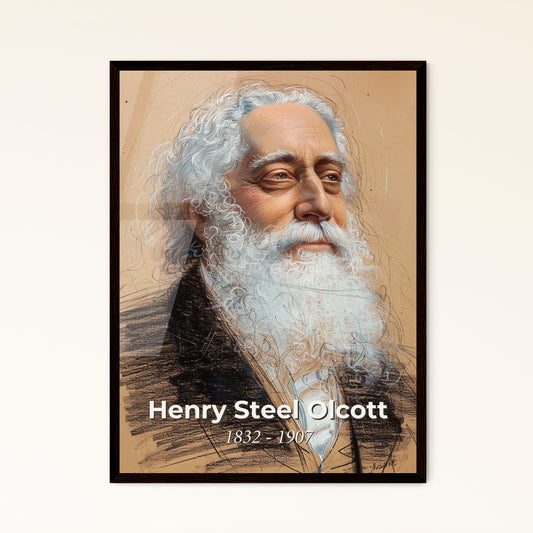 Radiant Portrait of Henry Steel Olcott: Theosophist & Visionary - Captivating Contemporary Art Print for Inspired Interiors