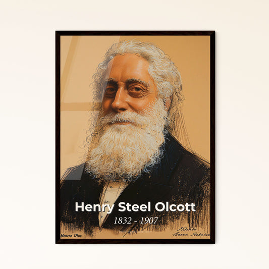 Radiant Portrait of Henry Steel Olcott: A Contemporary Tribute to the Visionary Theosophist - Perfect for Home Decor & Gifting