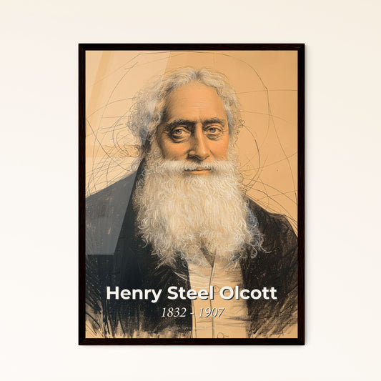 Vibrant Portrait of H. S. Olcott: Theosophist Luminary - Contemporary Art Print for Home Decor, Framed Options Available!