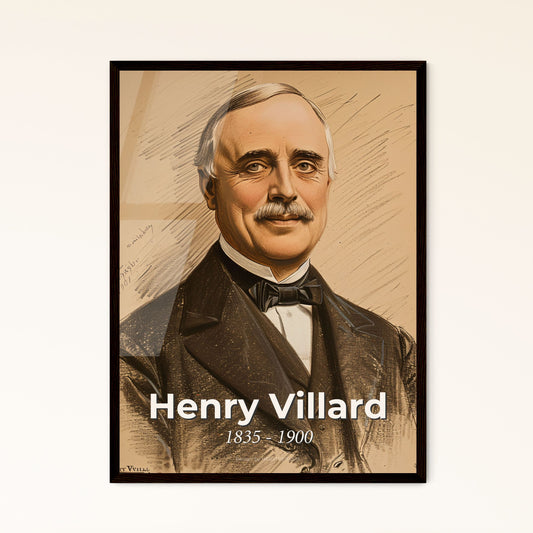 Dynamic Portrait of Henry Villard: A Stunning Contemporary Art Print Celebrating the Visionary Railway Financier in Bold Elegance