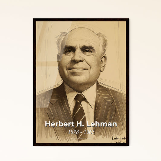 Elegant Contemporary Portrait of Herbert H. Lehman: A Captivating Tribute to an Iconic American Banker and Politician