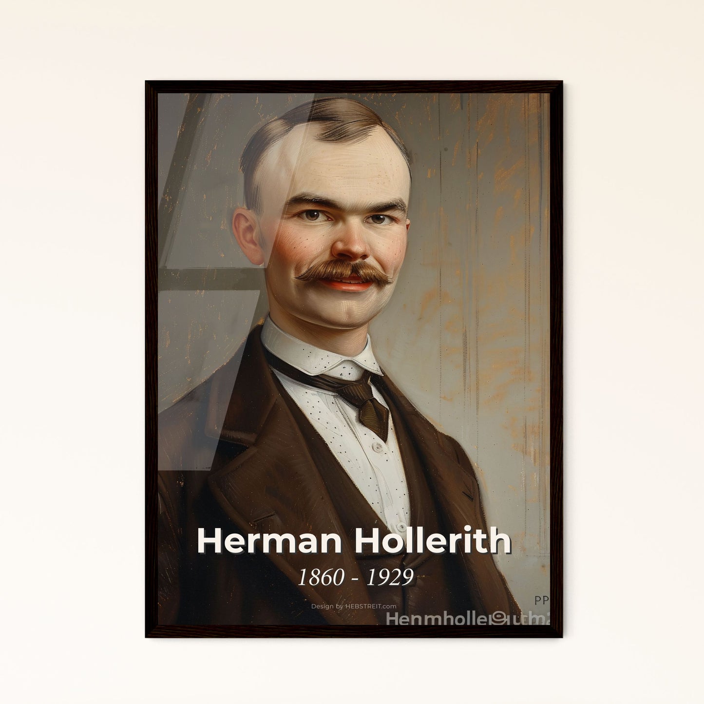 Elegant Portrait of Herman Hollerith: Pioneer of Data Processing in Stunning Contemporary Art - Perfect for Home Décor & Gifting!