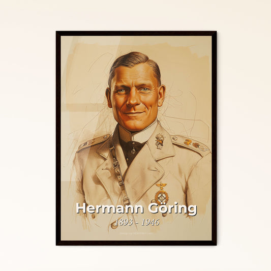 Dynamic Portrait of Hermann Göring: A Contemporary Art Tribute in Elegant Hues – Perfect for Unique Home Decor and Gift Giving