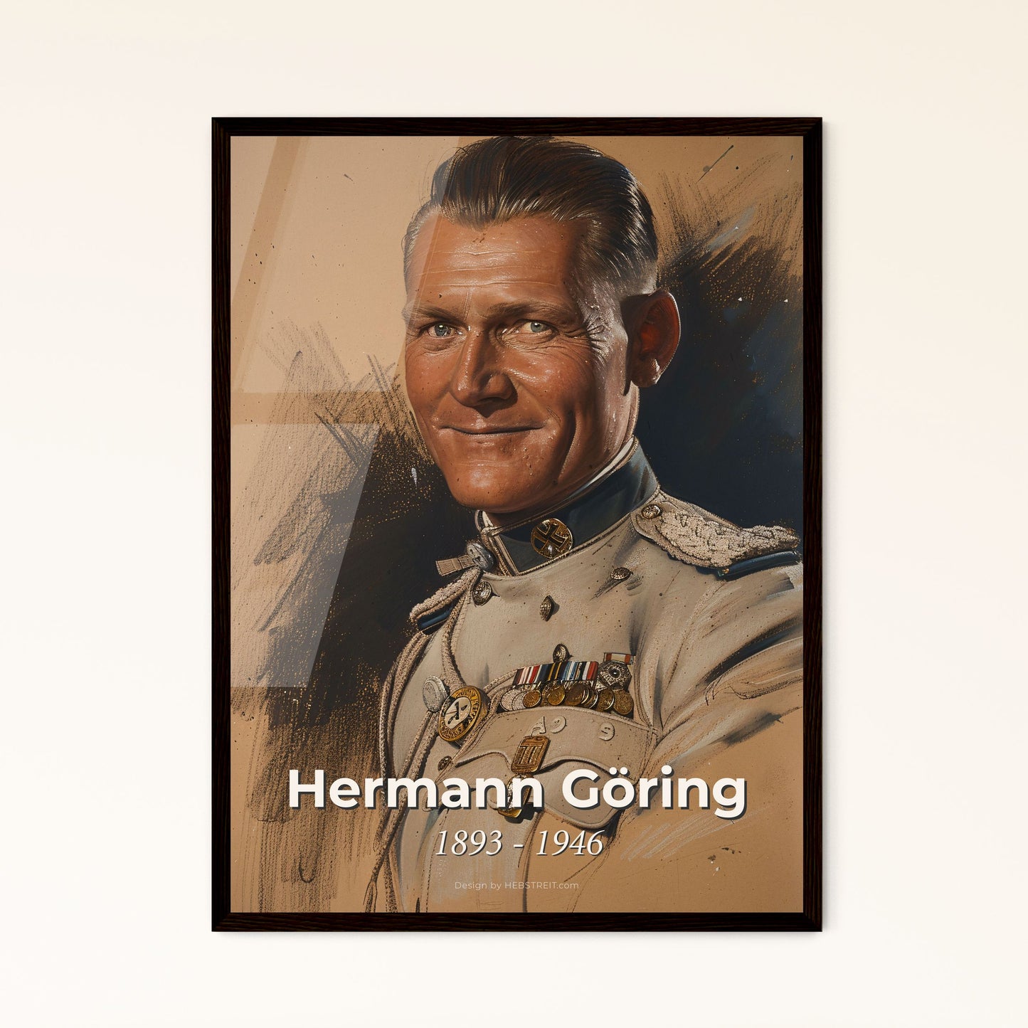 Captivating Portrait of Hermann Göring: A Unique Artistic Tribute in Subtle Hues, Perfect for Home Decor and Collectors Alike