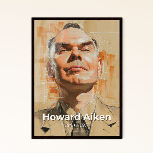 Elegant Portrait of Howard Aiken: A Tribute to the Pioneer of Computing in Contemporary Artistic Expression - Versatile Decor Option