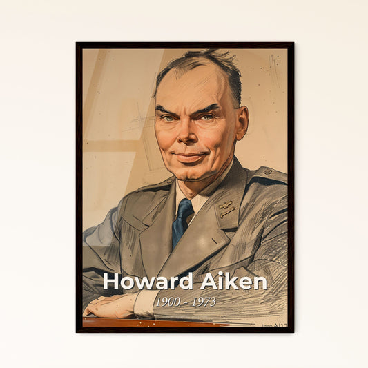 Elegant Portrait of Howard Aiken: Visionary of Computing, Captured in Contemporary Art – Perfect Gift for Tech Enthusiasts!