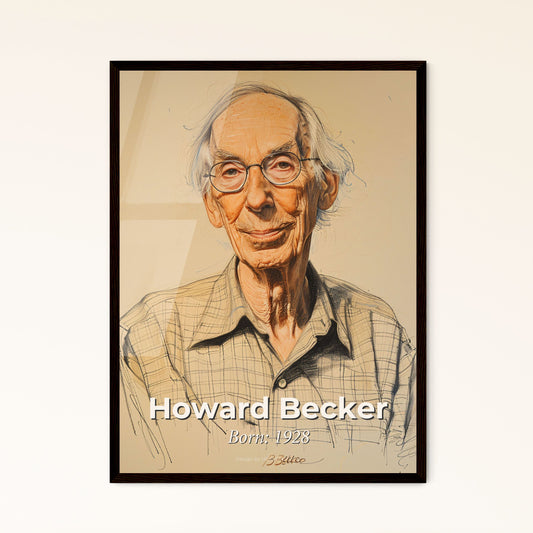 Vibrant Portrait of Howard Becker: Celebrated Sociologist, Captured in Dynamic Lines & Subtle Hues – Ideal for Home Décor!