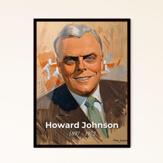 Vibrant Portrait of Howard Johnson: Celebrated American Hotelier in Contemporary Art - Perfect for Home Decor or Unique Gifting!