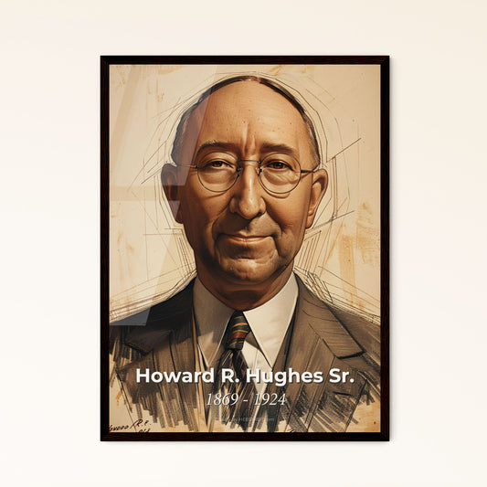 Elegant Portrait of Howard R. Hughes Sr. Framed Print