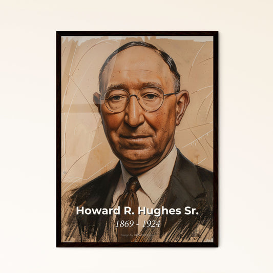 Captivating Portrait of Howard R. Hughes Sr. Framed Print