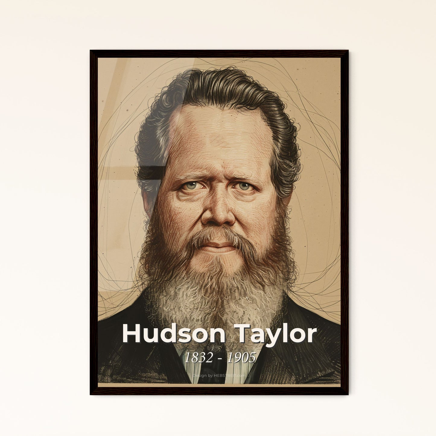 Elegant Tribute to Hudson Taylor: Vibrant Contemporary Portrait of the Influential Missionary in China - Perfect for Home Décor.