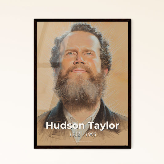 Captivating Portrait of Hudson Taylor: A Striking Contemporary Tribute to the Pioneer Missionary in Elegant, Dynamic Art