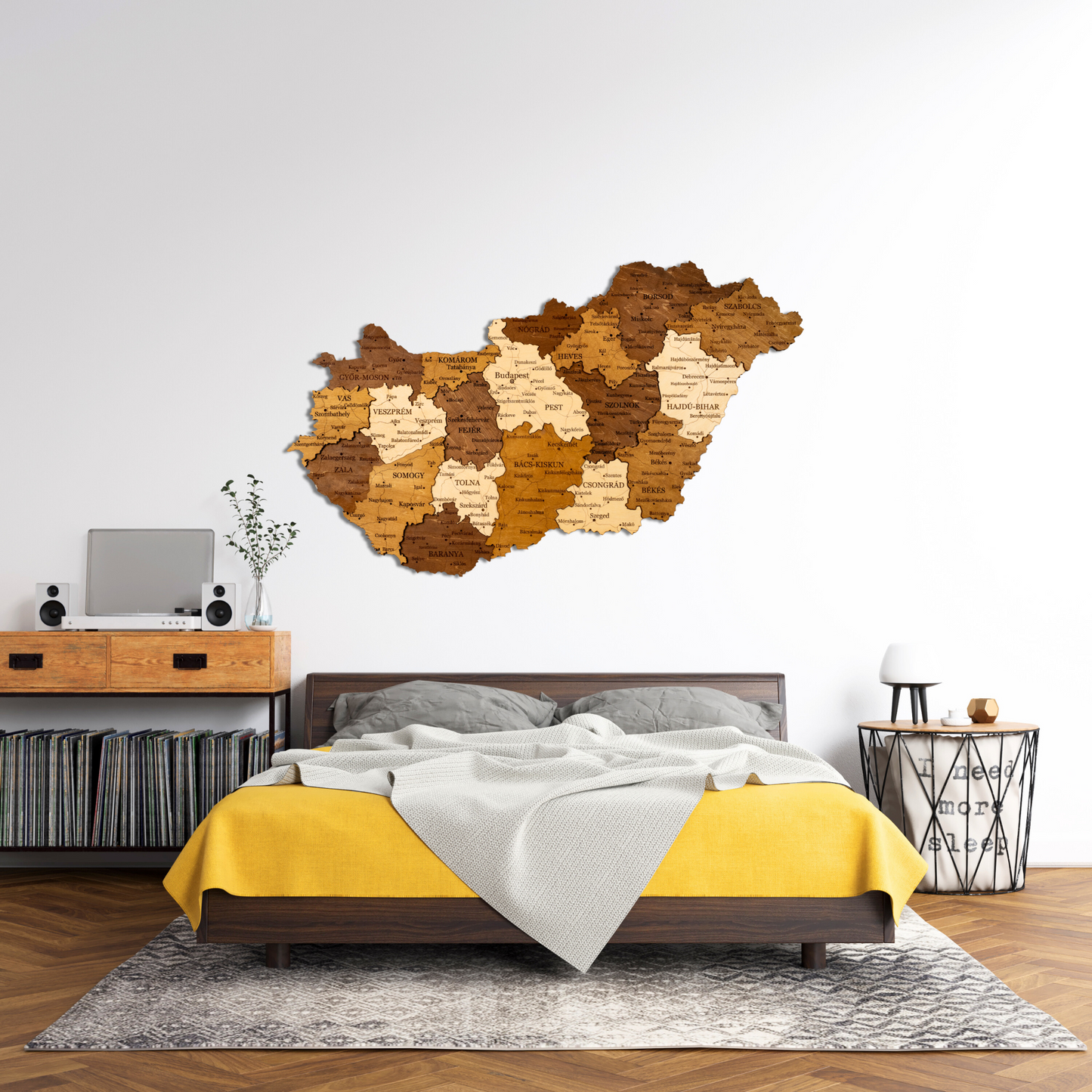 Wooden Map of Hungary – Detailed Regions & Cities