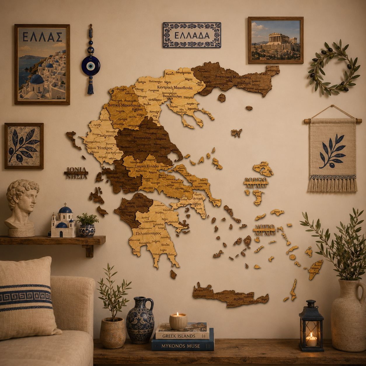 Rustic Wood Map of Greece – Artistic Wall Art for Travelers & Collectors”