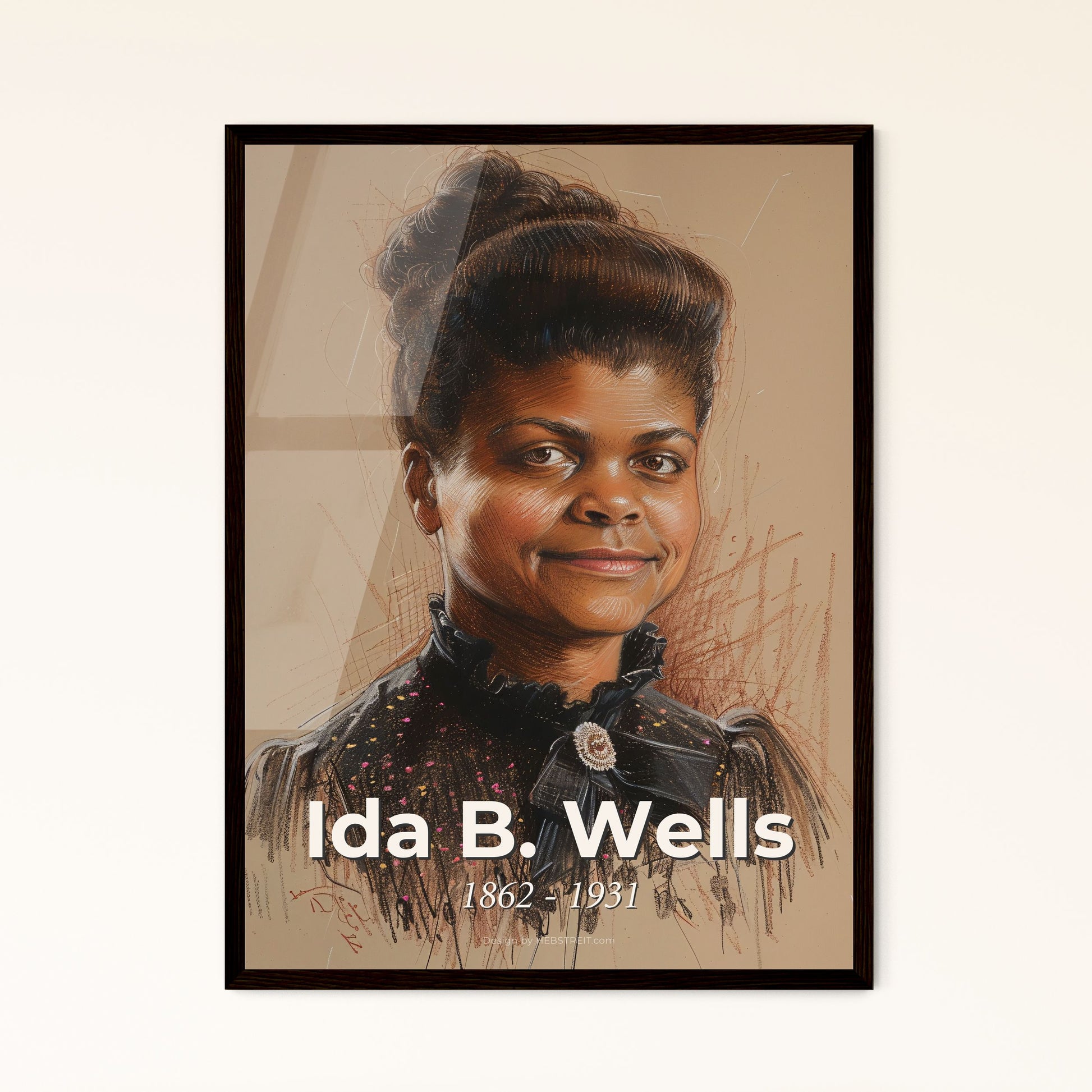 Ida B. Wells: Celebrating a Civil Rights Icon - Contemporary Artwork on Beige with Dynamic Lines & Sensual Gesture for Home Décor