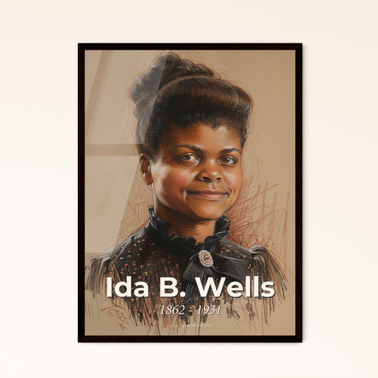 Ida B. Wells: Celebrating a Civil Rights Icon - Contemporary Artwork on Beige with Dynamic Lines & Sensual Gesture for Home Décor