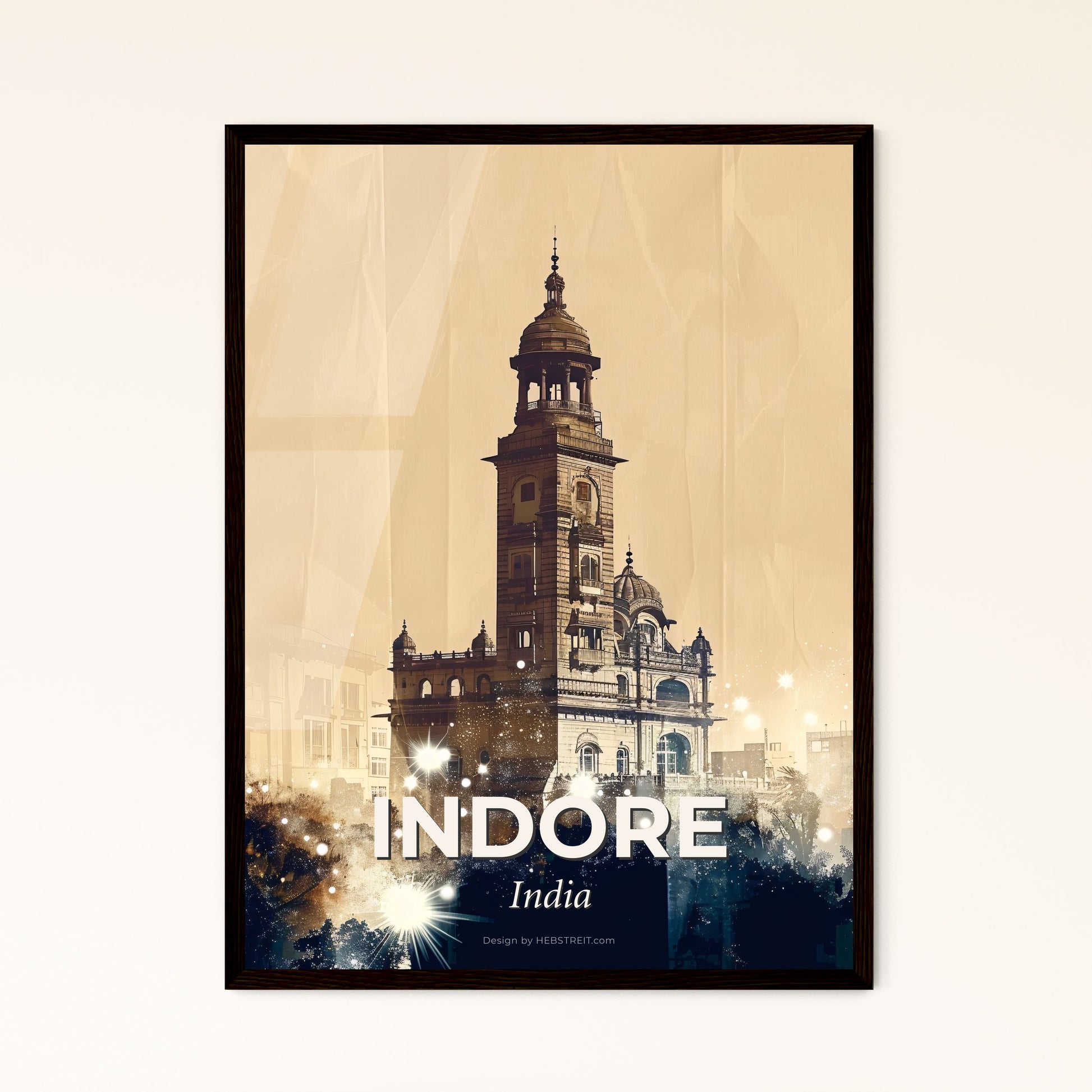 Indore Iconography Skyline Double Exposure Art - A building with a tower