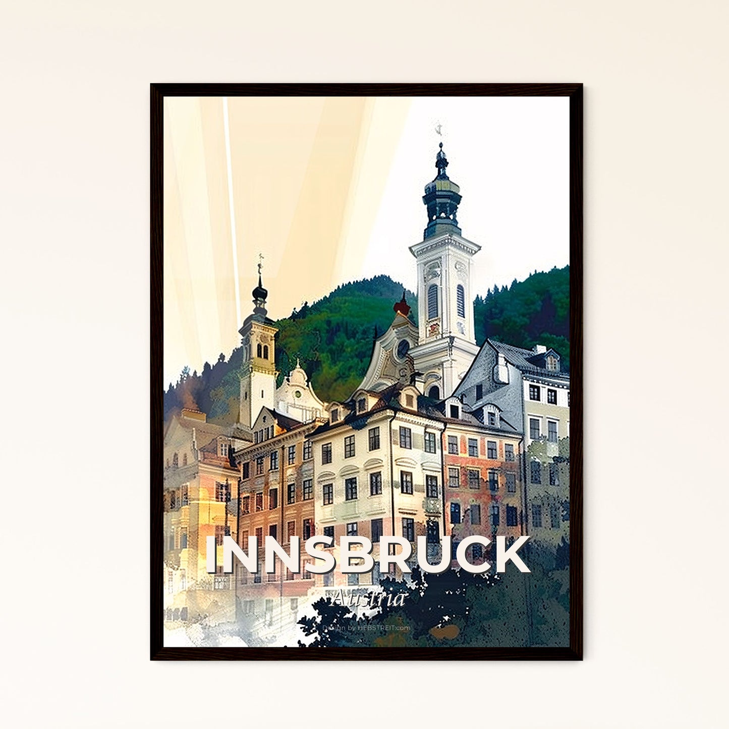 Innsbruck Skyline Composite Art Poster - A building with a steeple