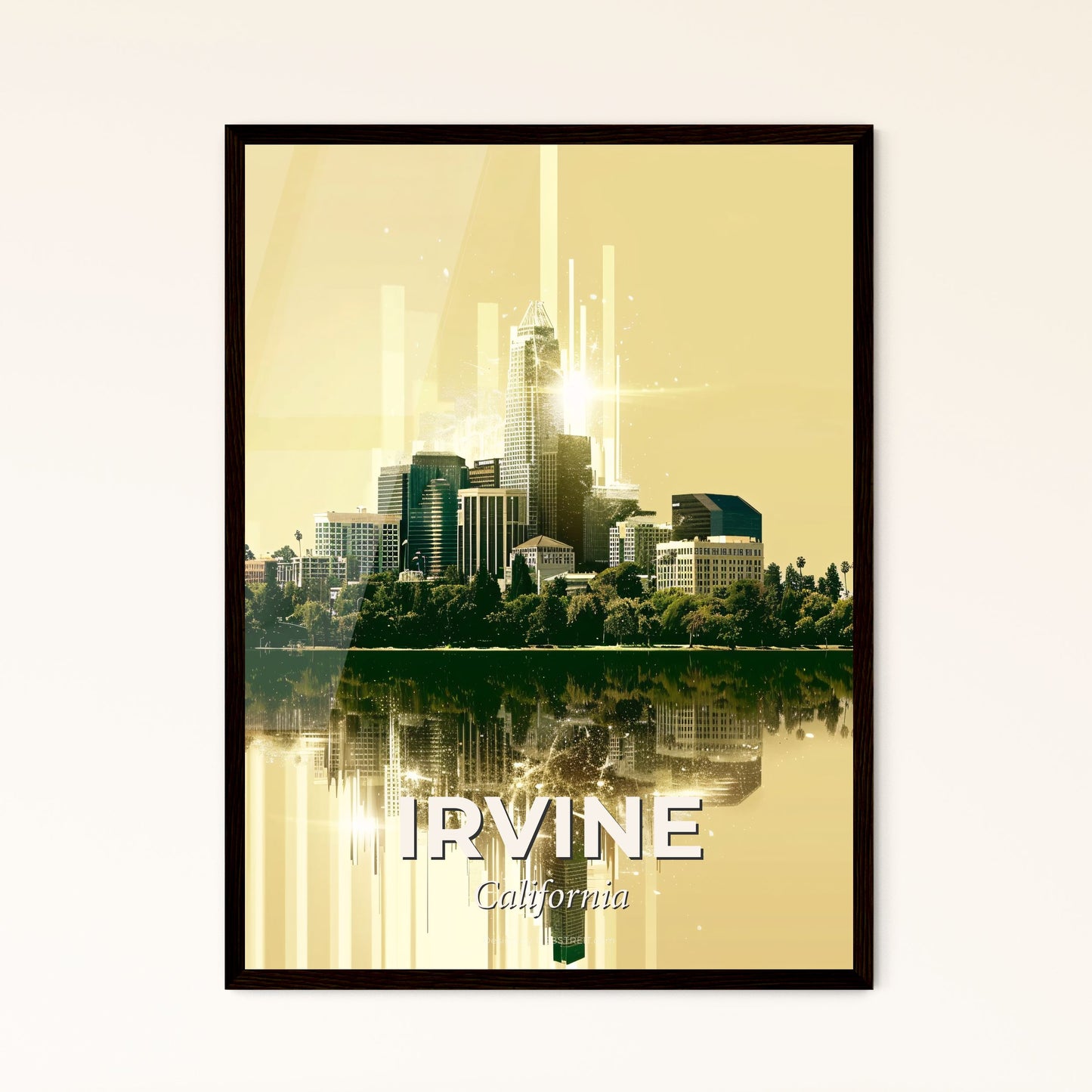 Irvine City Canvas Composite Art - A city with trees and buildings in the background