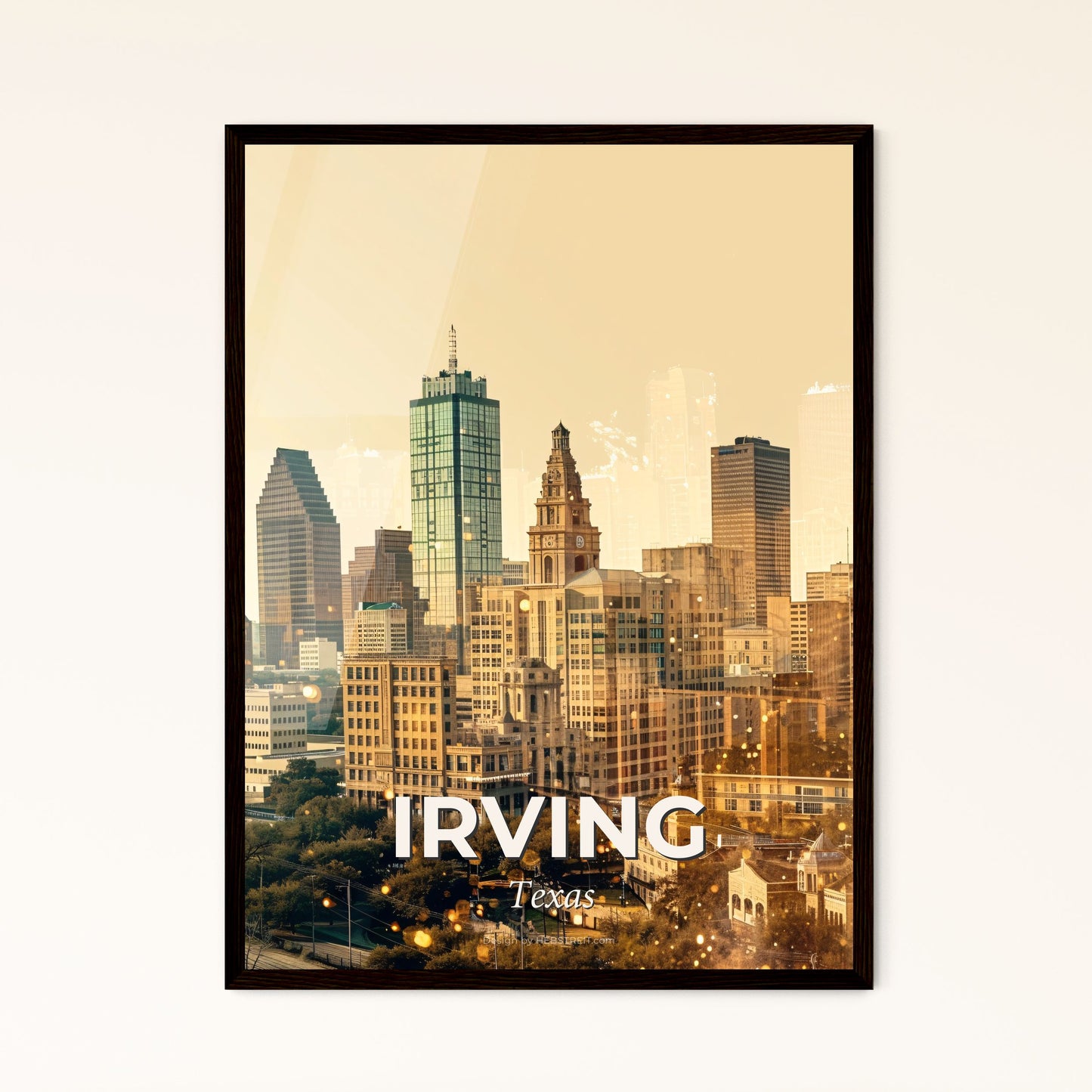 Irving's Skyline: A City in Harmony - A city skyline with many tall buildings