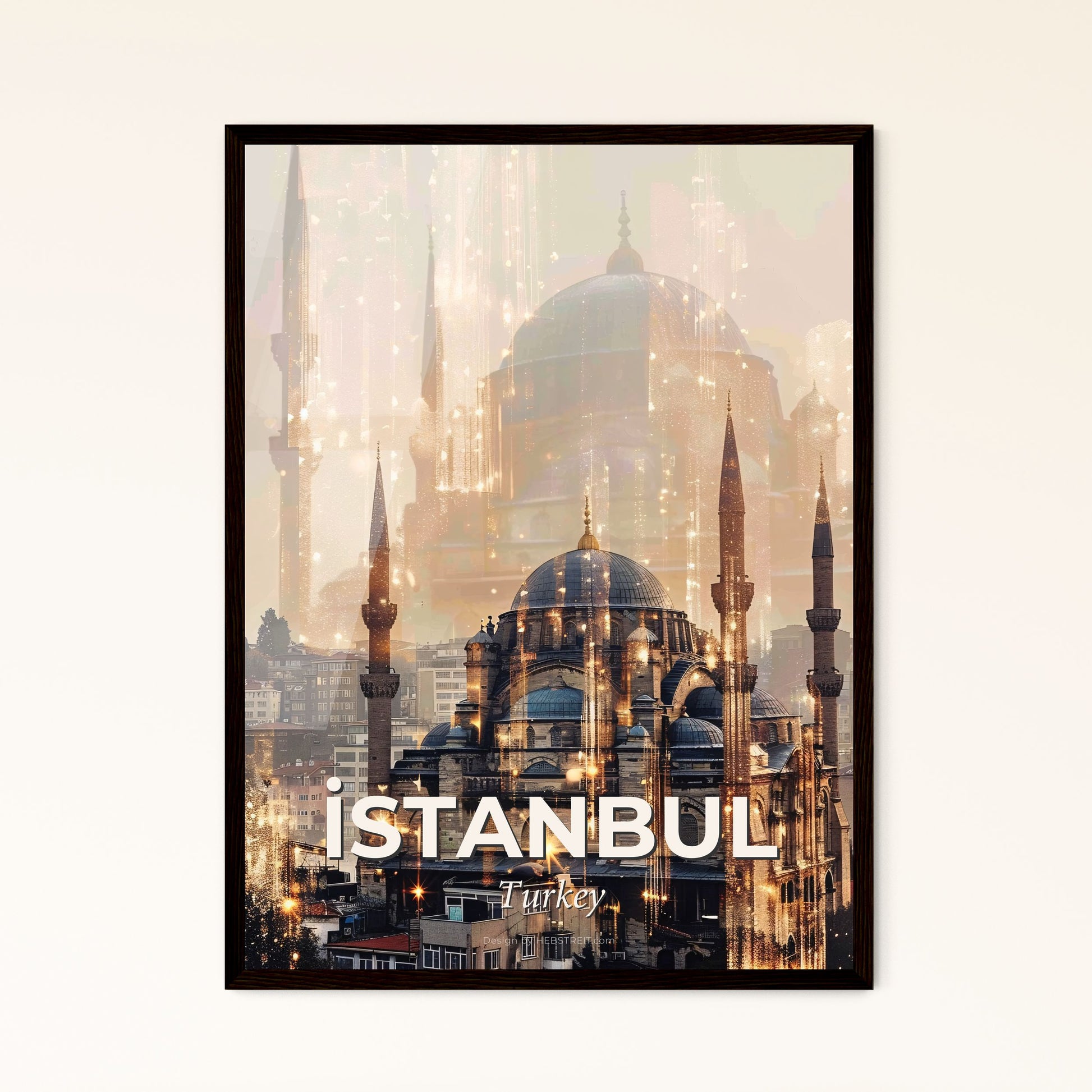 Istanbul's Skyline Magic Captured in Art - A building with towers and a city in the background